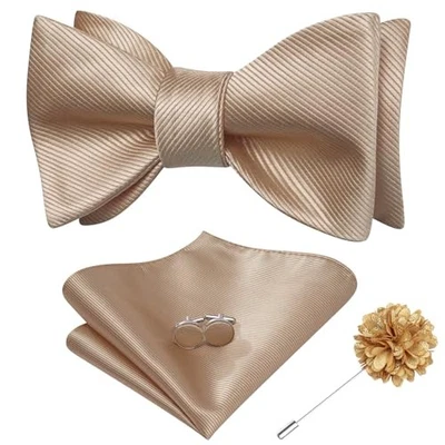  Pajaritas y alfiler de solapa para hombre cachemira lisa para hombre champán autoatado Foto 1 de 4