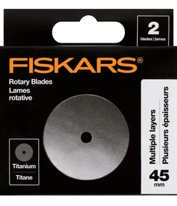 FISKARS TITANIUM 45MM ROTARY BLADE REPLACEMENT 2 PACK 158290 NEW FREE SHIPPING - Picture 1 of 1