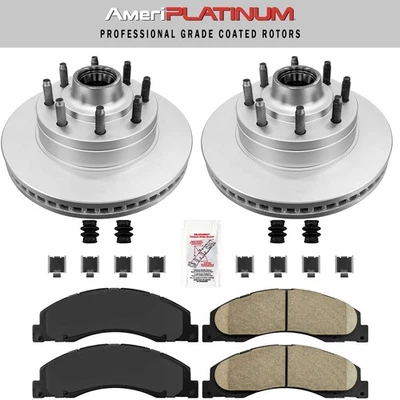 Front Ceramic Pads & Coated Rotors Fits FORD E150 E250 E350 2008-2021 SUPER DUTY - Image 1 of 4