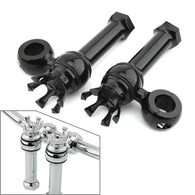 1" Handlebar Mount Clamps Risers For Harley Dyna Softail Breakout Touring Black - Image 1 of 4