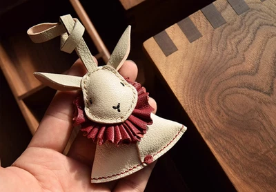 Bolso de Cuero Real Colgante Dijes Llavero Coche Llavero Bolso Accesorios Regalo Foto 1 de 4