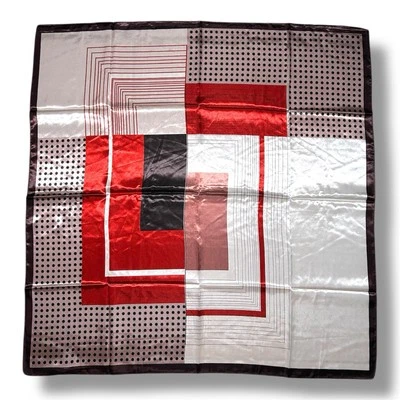 Cachecol feminino lenço de cabeça vermelho e marrom bordas 35” X 35” moda - Imagem 1 de 2