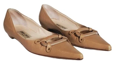 Jimmy Choo Puntera Punta Plana Camel Tostado Niño Cuero Italia Para Mujer EE. UU. 7.5 (38) Foto 1 de 4