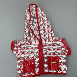 Build A Bear Pokémon Hooded Raincoat Rain Jacket Red Clear - Picture 1 of 4