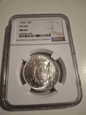 1920 Maine Commemorative Silver Half Dollar NGC MS 65 Absolutely  Beautiful - Image 1 of 4