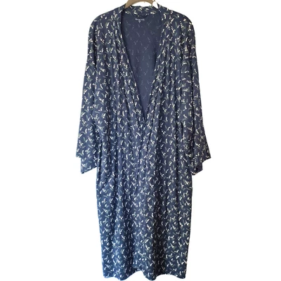 Garnet Hill Robe XL Blue Floral Lily of the Valley Organic Cotton Cozy *No Belt* - Image 1 of 4