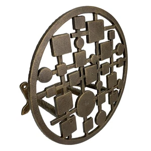Circles & Squares Hose Holder – Bronze Cast Iron, 11.75" Modern Wall Organizer - Picture 1 of 8