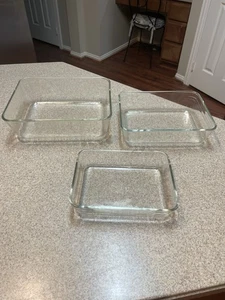 Vintage PYREX Baking Dish Trio – Models 7212, 7211, 7210 – 1960s Classic - Picture 1 of 7