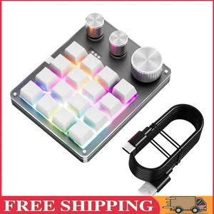 16 Keys 3 Knobs One-Handed Keyboard Type-C Wired Programmable Macro Pad(White) - Afbeelding 1 van 11