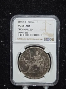 1896A F.I.China 1 P NGC VG DETAILS Chopmarked - Picture 1 of 3