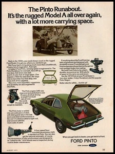 1973 Ford Pinto Runabout Original Print Ad ~ Fast Shipping ~ Green Hatchback - Picture 1 of 1