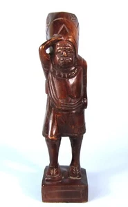 "ANTIGUA ESTATUA INDIA TIENDA DE CIGARROS MADERA TALLADA 12"" ENCIMERA ARTE POPULAR ESTATUILLA" - Imagen 1 de 10