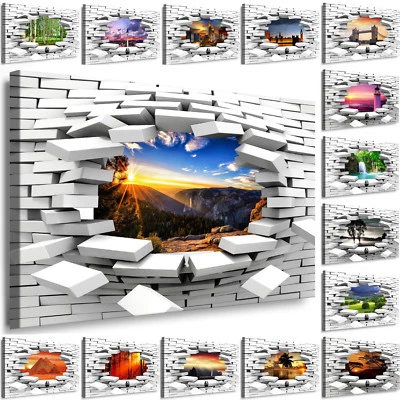 WANDBILD XXL - LEINWAND BILDER KOLLEKTION - AUSBLICK LOCH IN WAND KUNSTDRUCK 24  - Bild 1 von 2