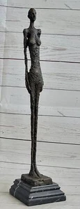 Skinny Nude Female Stick Figure Surreal Brutalist Abstract Art Bronze Sculpture - Picture 1 of 9