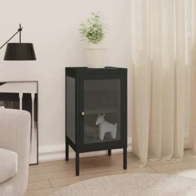 Aparador Negro 15"x13.8"x27.6" Acero y Vidrio vidaXL Foto 1 de 4