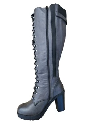 Torrid NWOB Knee Lace-up Sweater Boot Pebbled Faux Leather WW Size 7 Black - Image 1 of 4