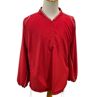 Mizuno Mens Shirt XXL Red Pullover 1/4 Zip Windbreaker Vented Baseball Red White - Image 1 of 4