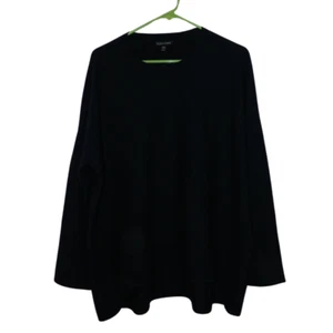 Eileen Fisher dunkelblau Wollmischung High-Low Boxy Pullover Langarm Gr. Medium - Bild 1 von 8