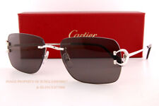 Cartier C Decor Rectangular Sunglasses Silver-Color Frame/Gray Lens CT0330S 004