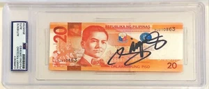 Manny Pacquiao Pacman Boxing Signed Auto 20 Pesos Philipines PSA DNA Slabbed - Picture 1 of 2