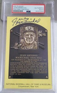 JUAN MARICHAL SIGNED HALL OF FAME GOLD PLAQUE POSTCARD GIANTS RED SOX PSA DNA - Picture 1 of 1