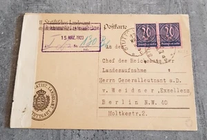 GERMANIA CARTOLINA CARTA POSTALE CARTOLINA CIRCOLATA ANNO 1923 SPECIALE ANNULLATA - Foto 1 di 2