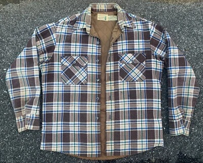 Camisa xadrez isolada vintage anos 70 Sears Fieldmaster Perma Prest tamanho grande - Imagem 1 de 4