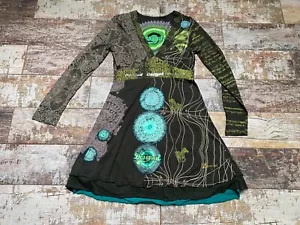 Abito donna DESIGUAL kaki/marrone scollo a V taglia L - Foto 1 di 6