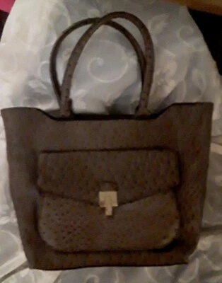  London Fog Women's Faux Ostrich Skin Brown Sugar  Wesleys Work ToteGreat Find! - Image 1 of 4