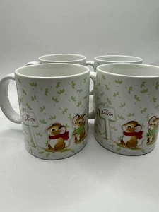 Vintage Gibson Otagiri Weihnachtsbaum Maus Becher 4 Posten Tassen geprägt Japan - Bild 1 von 6