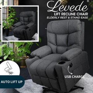Levede Recliner Chair Electric Lift Chairs Armchair Lounge Fabric USB Charge - Picture 1 of 36