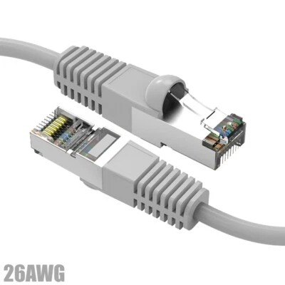 0.5FT Cat5E RJ45 Ethernet LAN Network FTP Shielded Patch Cable Gold 26AWG Gray - Image 1 of 4
