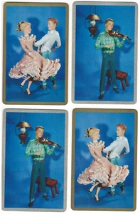 LOTTO 4 Carte da Gioco Vintage Singole Scambio Happy Dancing Coppia Quadrate Dance Viddle - Foto 1 di 1