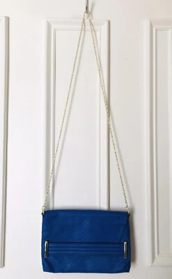 Sam & Libby Vegan Leather Chain Strap Purse Bag Crossbody Blue - Image 1 of 4