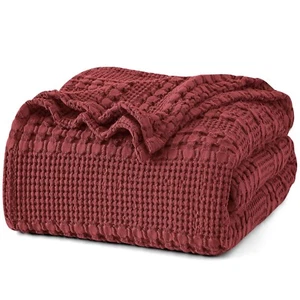 PHF 100% Cotton Waffle Weave Blanket King Size, Lightweight Washed Cotton Bla... - Picture 1 of 9