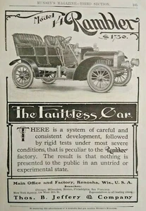 1906 Model 14 Rambler Antique Car Art Faultless Kenosha WI Vintage Print Ad - Picture 1 of 2