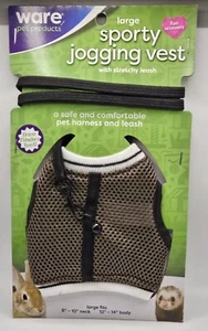 New Sz Large Black Ware Sporty Jogging Vest Mesh Harness Leash For Small Animal - Picture 1 of 4