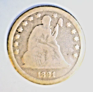 U.S.A (1) MÜNZE FREIHEIT SITZENDES QUARTER 1891 FEIN 0,9000 SILBER - Bild 1 von 3