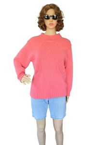 Vintage 80s Petite Sophisticate Coral Pink Cable Knit Sweater Womens Size Small - Bild 1 von 12