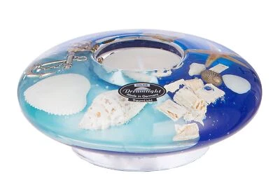 Dreamlight Teelichthalter Ufo OCEAN D. 12cm mit Muschelmotiv aus Glas Gilde - Bild 1 von 2