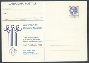 1980 ITALIA CARTOLINA POSTALE CONVEGNO MINISTERO PT 120 LIRE I TIRATURA - Picture 1 of 1