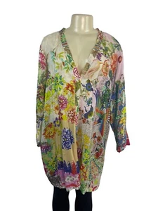 Johnny Was geblümtes Patchwork Button-Down Tunika Top mehrfarbig Gr. XXL - Bild 1 von 7