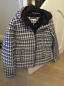 Tommy Hilfiger navy white check ladies jacket Size S - Picture 1 of 10