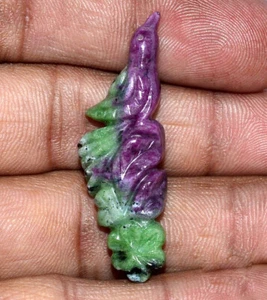 42x14 mm Natural Ruby in Zoisite Handmade Carving 31.61 CTS Loose Gems - Picture 1 of 6