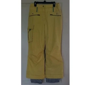 Girls Juniors OBERMEYER Yellow Cargo Snow SKI Pants Size 14 Extended Wear System - Picture 1 of 1