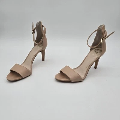 Vince Camuto Heels Womens 9.5 M Nude Beige Leather Open Toe Shoes Stiletto  - Image 1 of 4