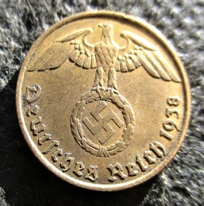 MONEDA ANTIGUA DEL TERCER Reich alemania 5 reichspfennig 1938 a berlín pre guerra mundial - Imagen 1 de 2