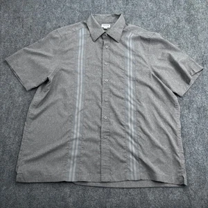 Haggar Shirt Mens 2X Gray Cool 18 Tec Short Sleeve Button Up Performance Stretch - Picture 1 of 8