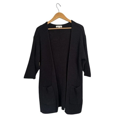 Suéter cárdigan Lou & Grey para mujer LOFT tejido acanalado frente abierto talla XL negro Foto 1 de 4