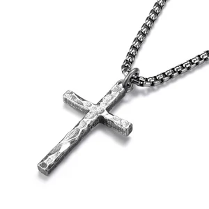 Silber Kreuz Halsketten für Herren - Edelstahl Box Kette mit oxidiertem Ster... - Bild 1 von 7